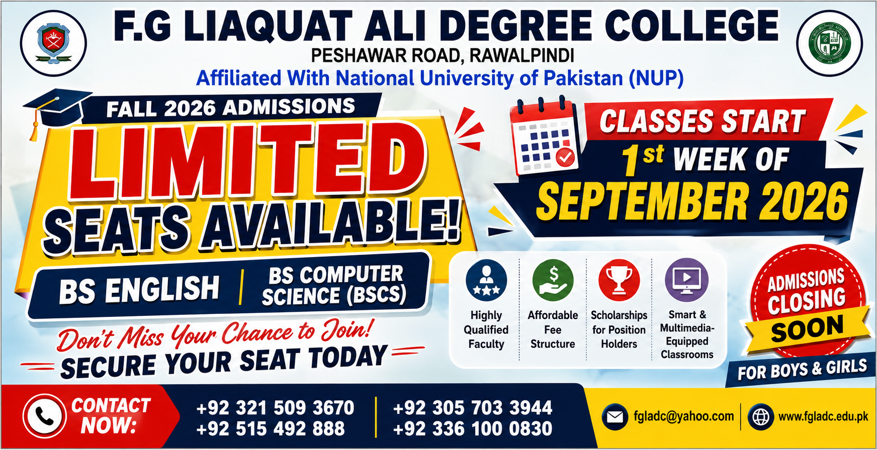 LIMITED SEATS AVAILABLE!